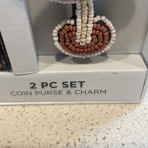 Rachel Zoe NIB Espresso Martini Beaded Coin Purse and Charm - Picture 2 of 5